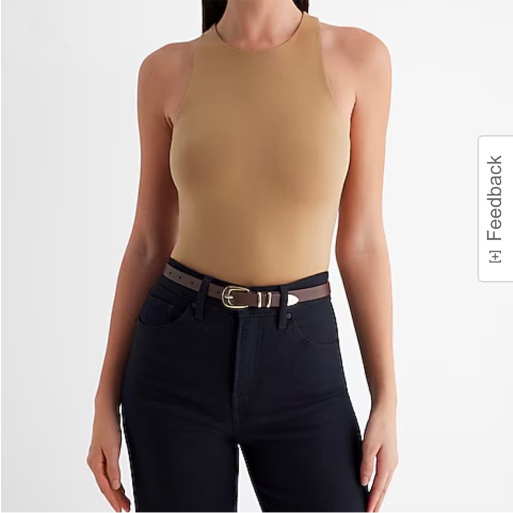 Tan Fitted Sleeveless Bodysuit